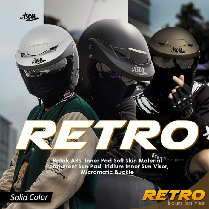 Helm Asca Retro Solid Whiite