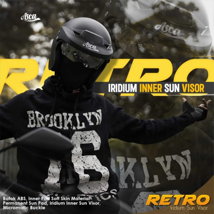 Helm Asca Retro Solid Whiite