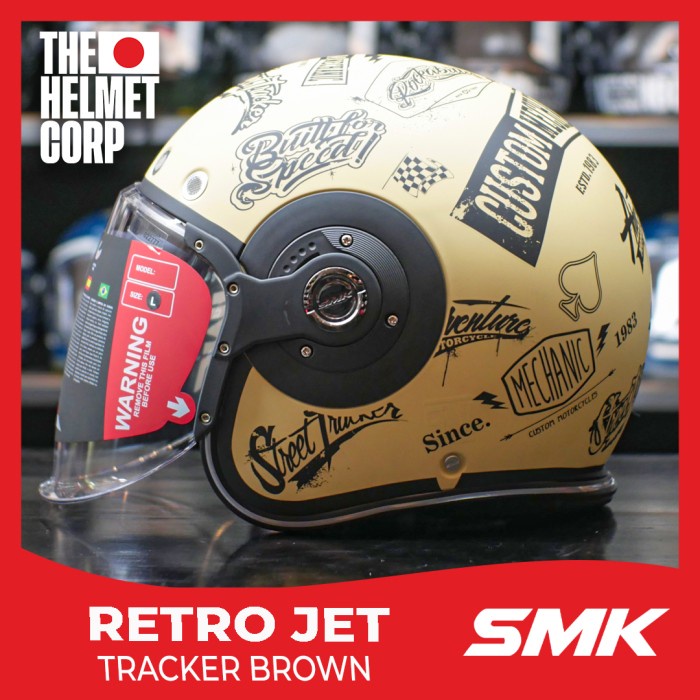 Helm Smk Retro Jet Tracker Brown Half Face Retro Helmet Smk