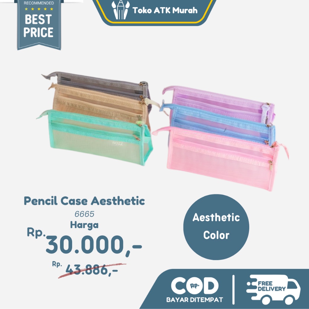 

Tempat Pensil Transparan Aesthetic 6665 / Pencil Case Resleting Pouch