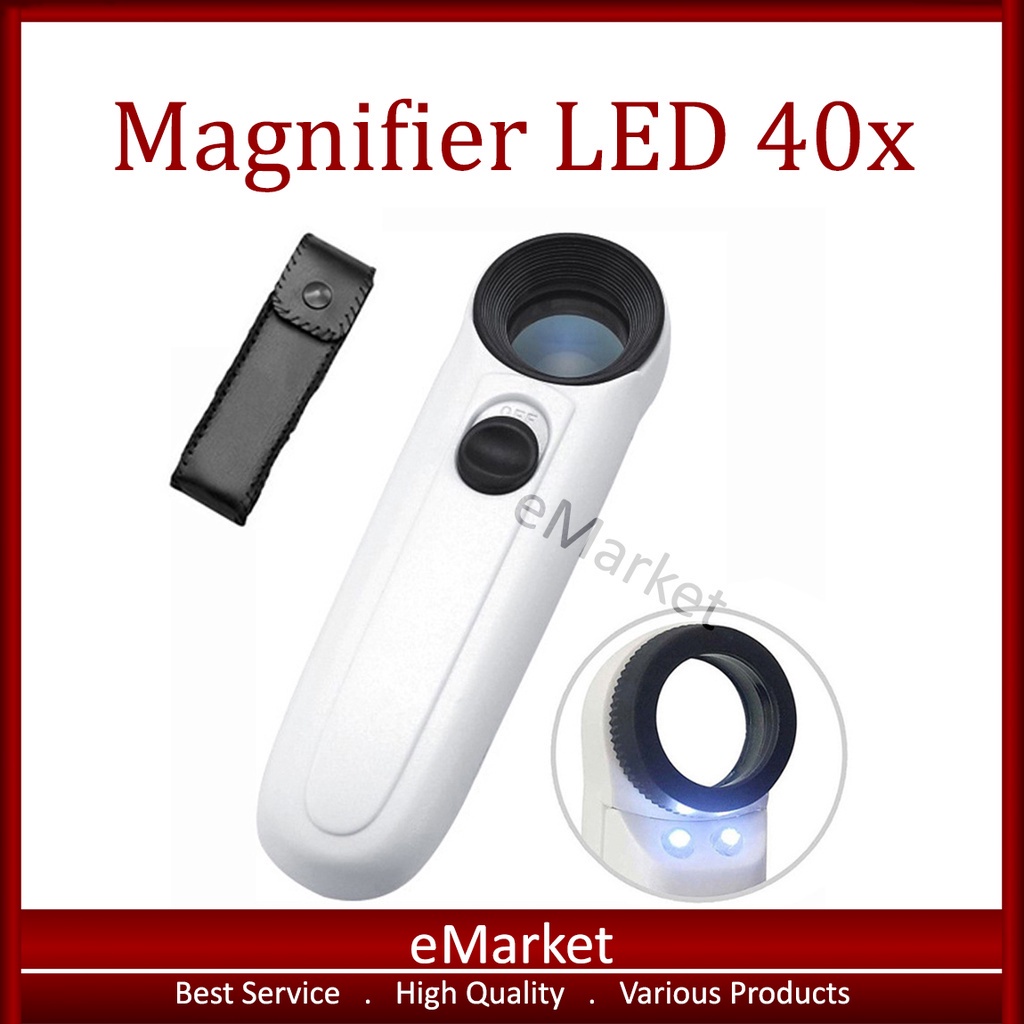 

Kaca Pembesar LED 40x / Lampu Lup Lensa Magnifier Handheld / Membaca Perhiasan Komponen / Loupe