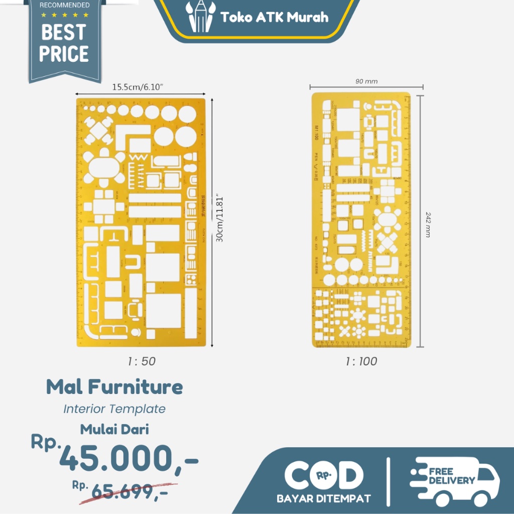 

Mal Furniture 1:100 - 4373 / 1:50 - 4370 - Penggaris Sablon - Interior Template