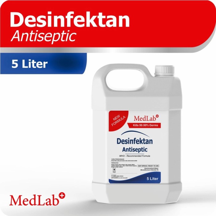 JTTOP" DESINFEKTAN DISINFECTAN DISINFECTANT MEDLAB 5 LITER 5 LTR ANTISEPTIC