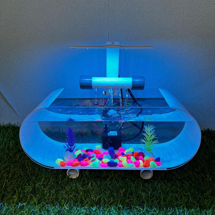 JTTOP" AKUARIUM MINI BACKGROUND TRANSPARAN FULLSET UKURAN 30X11,5CM AKRILIK AQUARIUM AQUASCAPE FULL