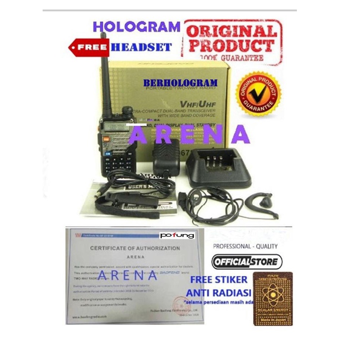 Paling Baik Ht Handy Talky Bandel Uv-5Re+ Wln Pofung Uv5Re Plus Asli Hologram