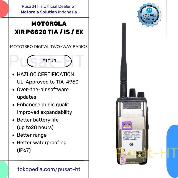 Mantab Ht Motorola Xir P6620I P 6620I P6620 P 6620 Tia / Is / Ex / Gas Proof