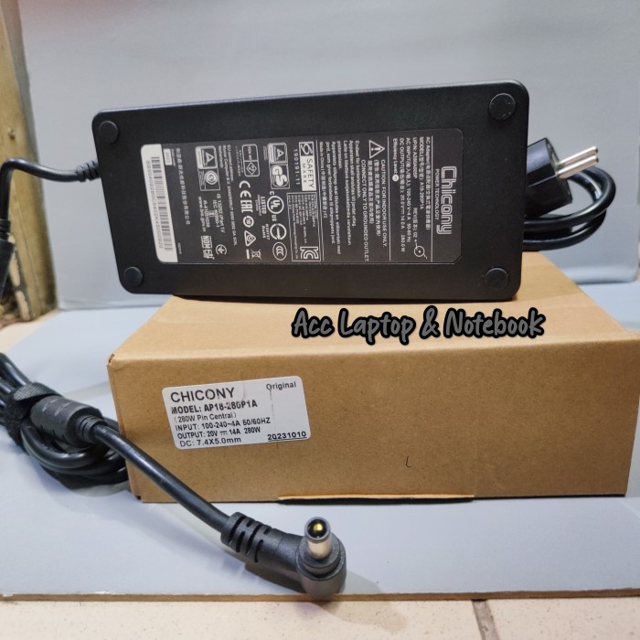 ORIGINAL ADAPTOR CHICONY FOR MSI GL65 9SFK 20V 14A 280WATT TERLARIS