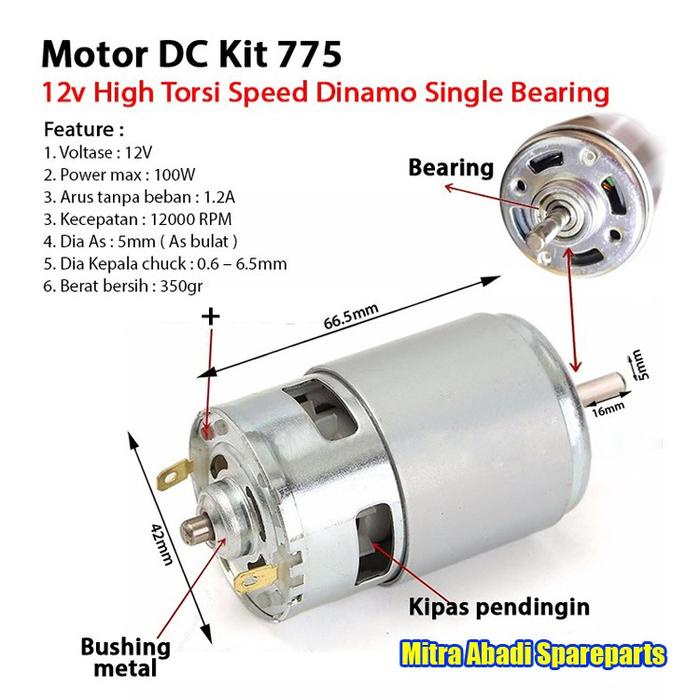 Fan Motor DC 12 Volt High Speed & Torsi Dinamo Type LS 775