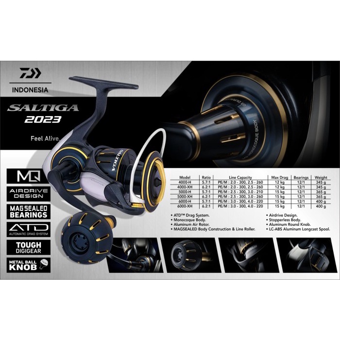 Reel Daiwa Saltiga 2023 4000H 4000Xh 5000H 5000Xh 6000H Resmi #Gratisongkir