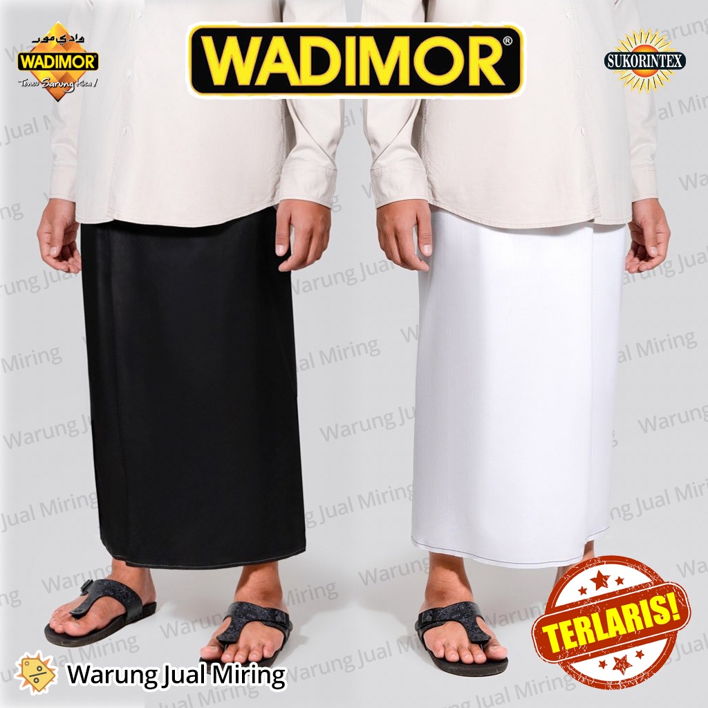 PROMO / Sarung Wadimor Hitam Putih Polos Tumpal Salur Premium Untuk Cap Baju Koko Peci Pria Formal