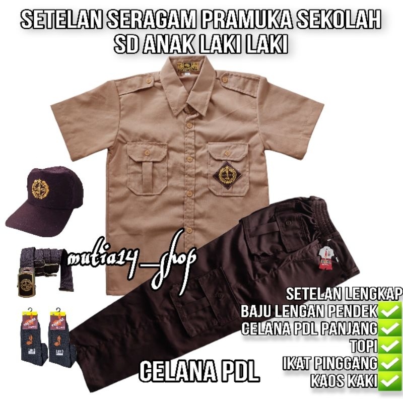 PROMO / Setelan pramuka sekolah SD anak laki laki baju pramuka lengan pendek Celana PDL panjang