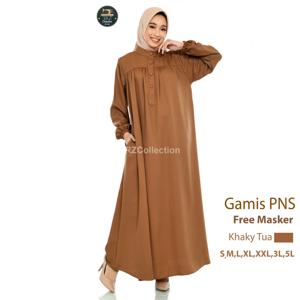 PROMO / Baju Dinas Gamis Khaki Tua Pns Pemda Size Jumbo Gamis Pdh Pns Seragam Pns Wanita Terbaru