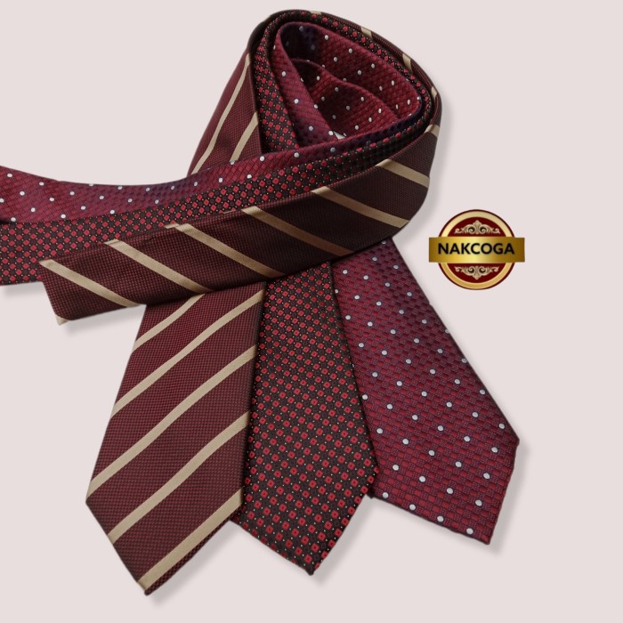 PREMIUM dasi merah maroon mewah dasi kantor pria dasi panjang long tie import