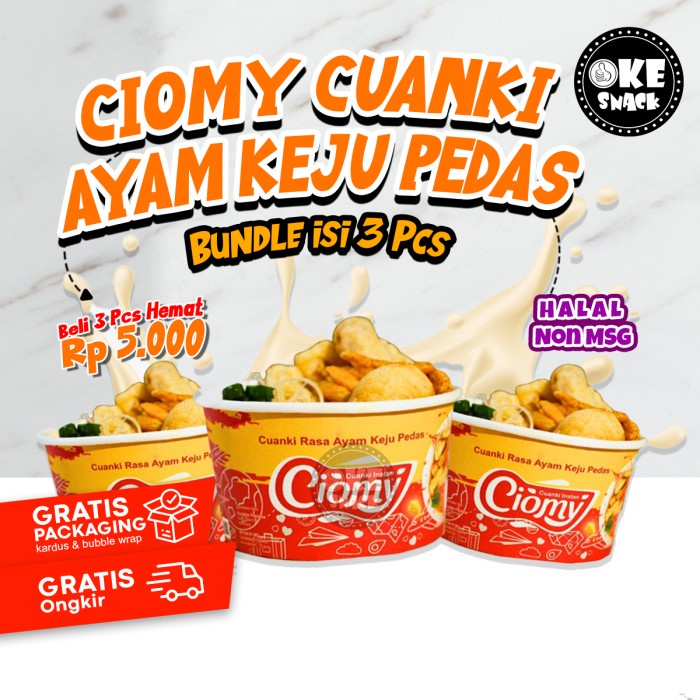 

Ciomy Cuanki Ayam Keju Pedas isi 3