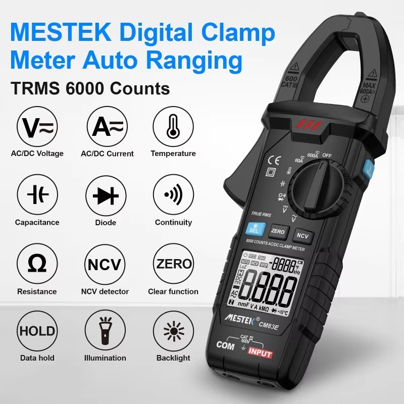 AC DC 600A NCV Digital Clamp Meter Current Clamp Pliers Clamp Ammeter Pinza Amperometric Electrician