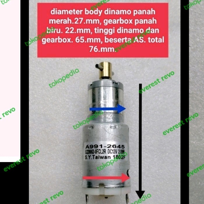 Dinamo Gearbox Dc 12V 100 Rpm 2.09Watt/Motor Dinamo Gearbox Dc 12V