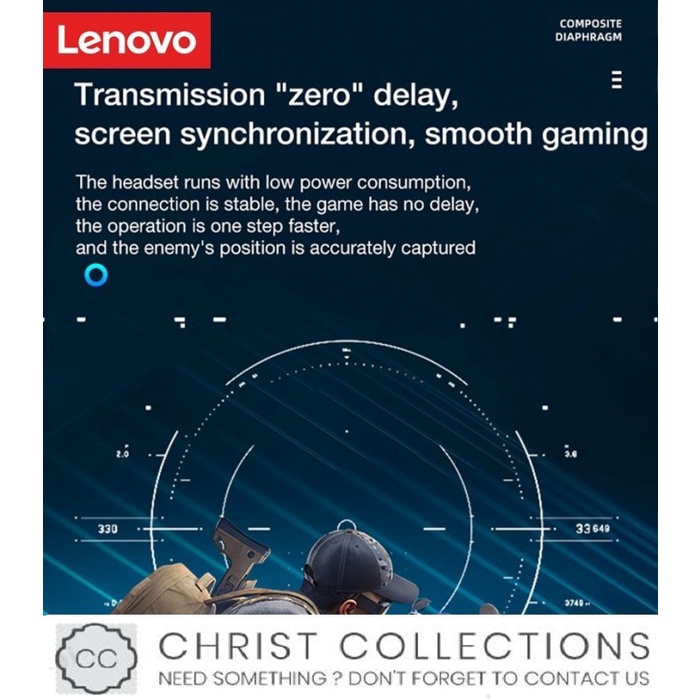 (GoodSeller) LENOVO TRUE WIRELESS BLUETOOTH EARPHONE MINI EARBUDS TWS WITH ENC LP50