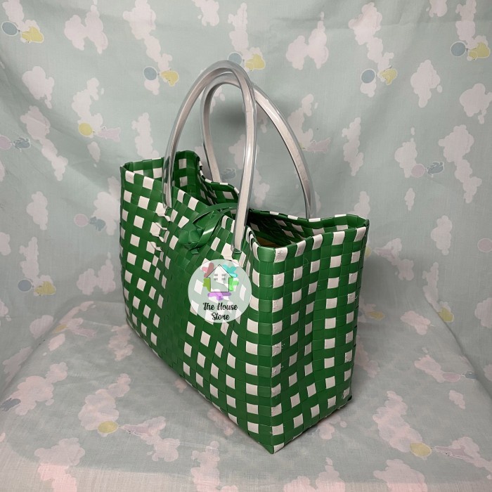 (BestSeller) TAS / KERANJANG BELANJA PASAR ANYAMAN PLASTIK UKURAN MINI BERKANCING