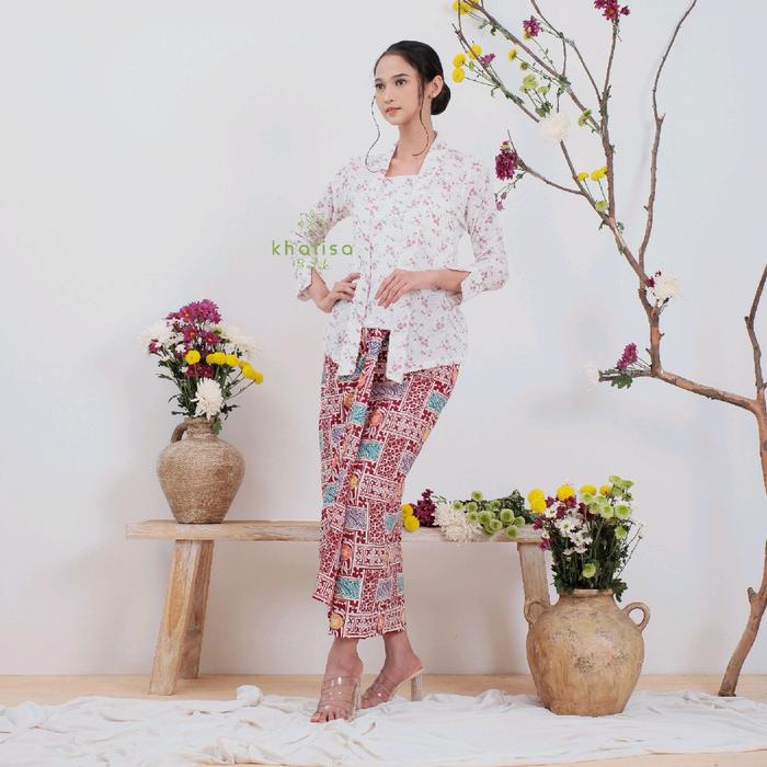 KEBAYA KUTU BARU MODERN PARIS RUBIAH PUTIH BY KHALISA BATIK PROMO