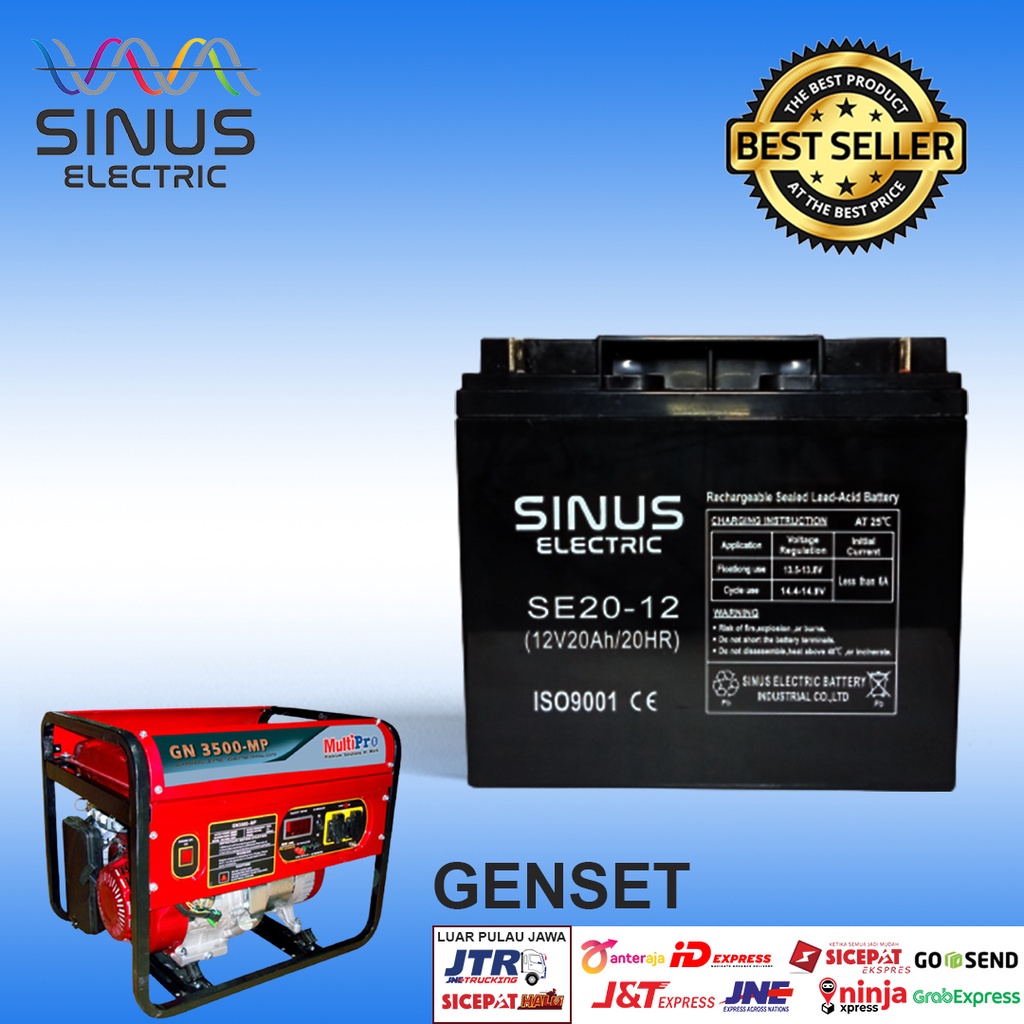 Aki Genset 12V 20AH VRLA Aki Kering Berkualitas