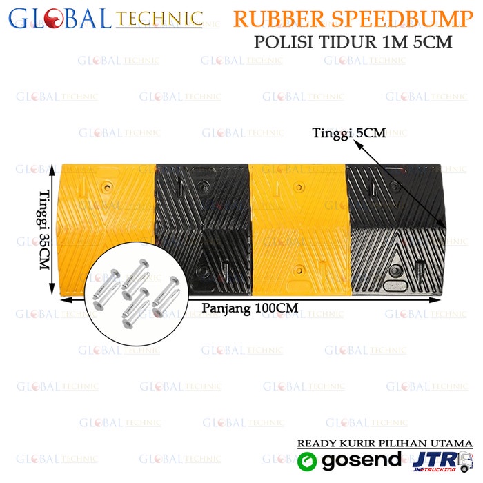 

Rubber Speed Bump / Polisi Tidur Karet 1Meter 5CM Hitam Kuning