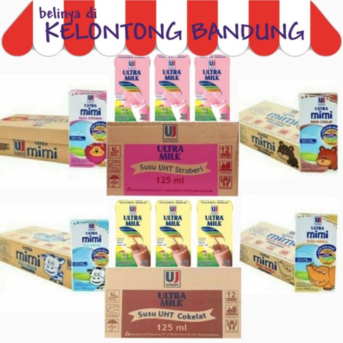 

(BestSeller) Ultra Mimi 125ml / 125 ml Susu UHT Coklat / Full Cream / Stroberi / Vanila per dus /