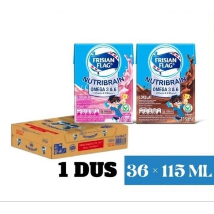 (BestSeller) Frisian Flag Nutribrain Milky Susu 115ml 1 Dus Isi 36 Kotak Cokelat Strawberry All