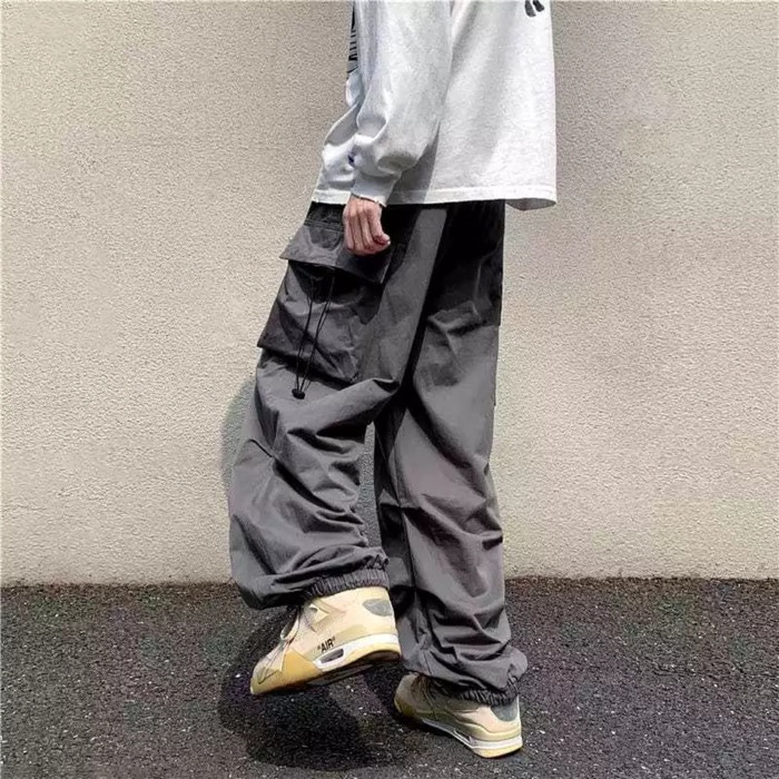 New Celana Cargo Panjang Pria Oversize Korean Style Celana Cargo Unisex Highwaist Korean Style