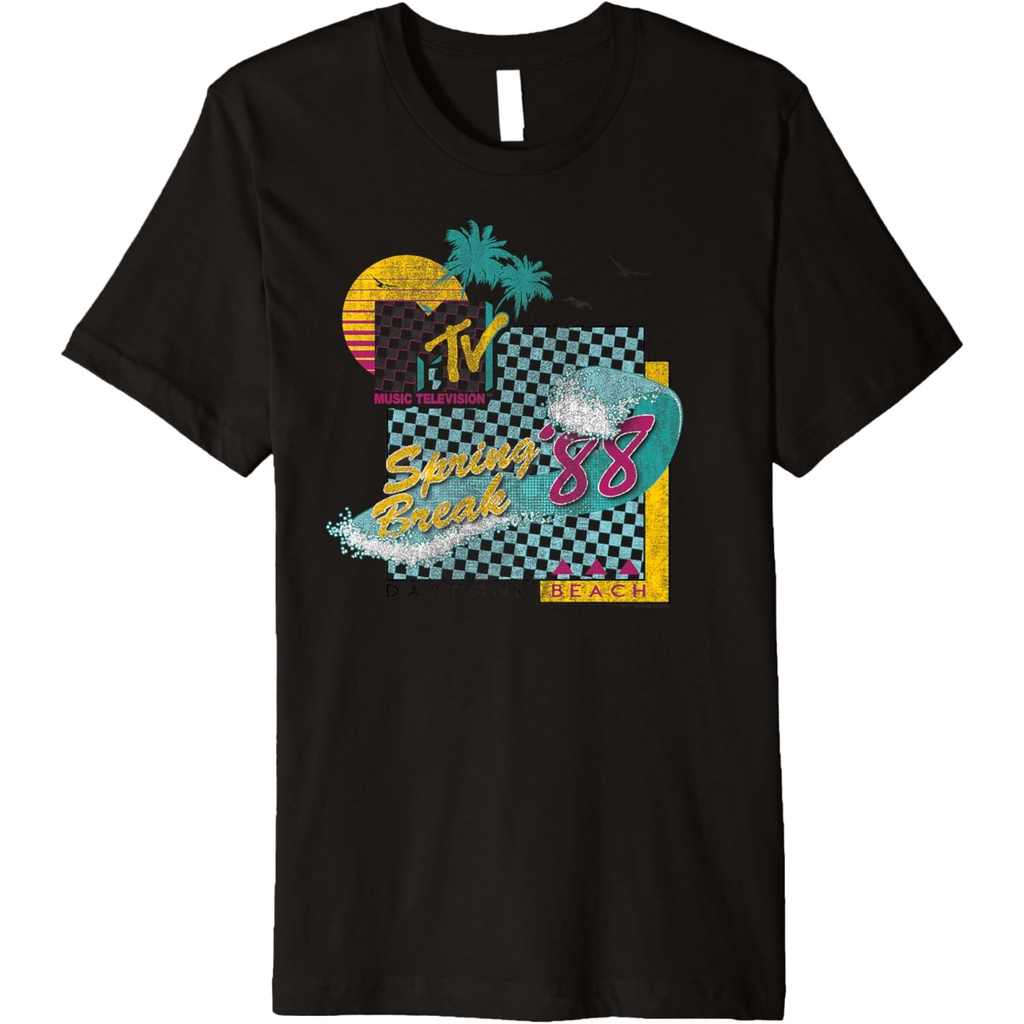 Kaos Premium Grafis Selancar Vintage MTV Spring Break '88