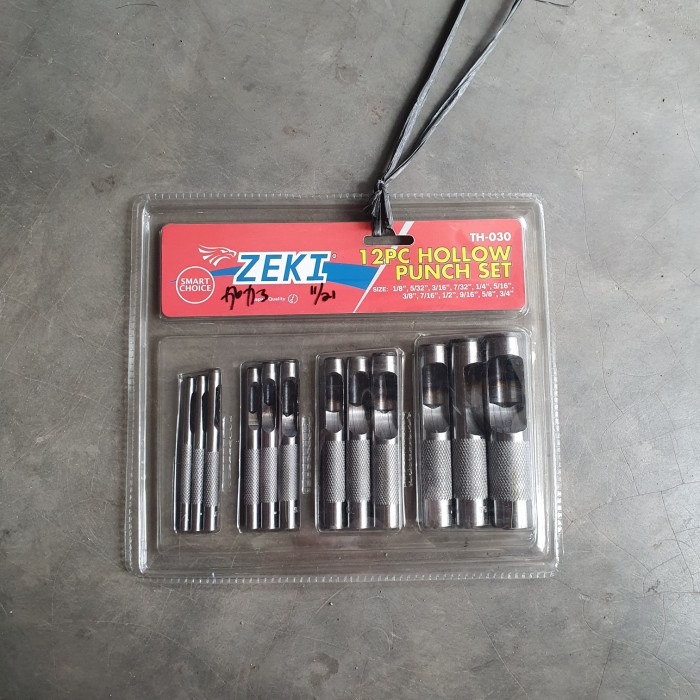 

Jual [READY] Hollow Punch Set Zeki 12pc / alat pembolong plat / Pon Plong Lobang