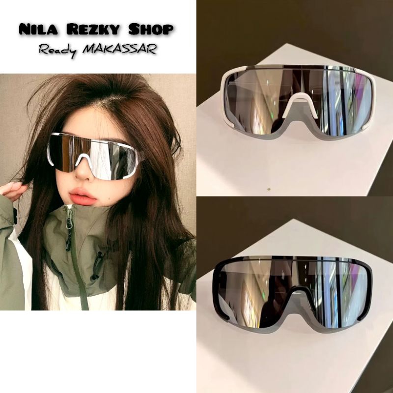 PROMO / [READY MAKASSAR] Sunglasses Kacamata Hitam Besar Vintage Sport Sepeda Lari