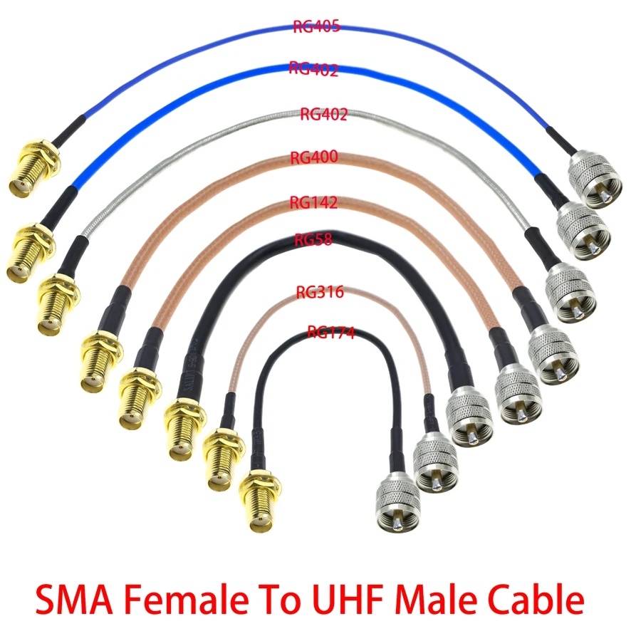 IMPORT SMA FEMALE TO UHF MALE PL-259 PLUG CONNECTOR RF COAX COAXIAL CABLE PIGTAIL EXTENSION RG316