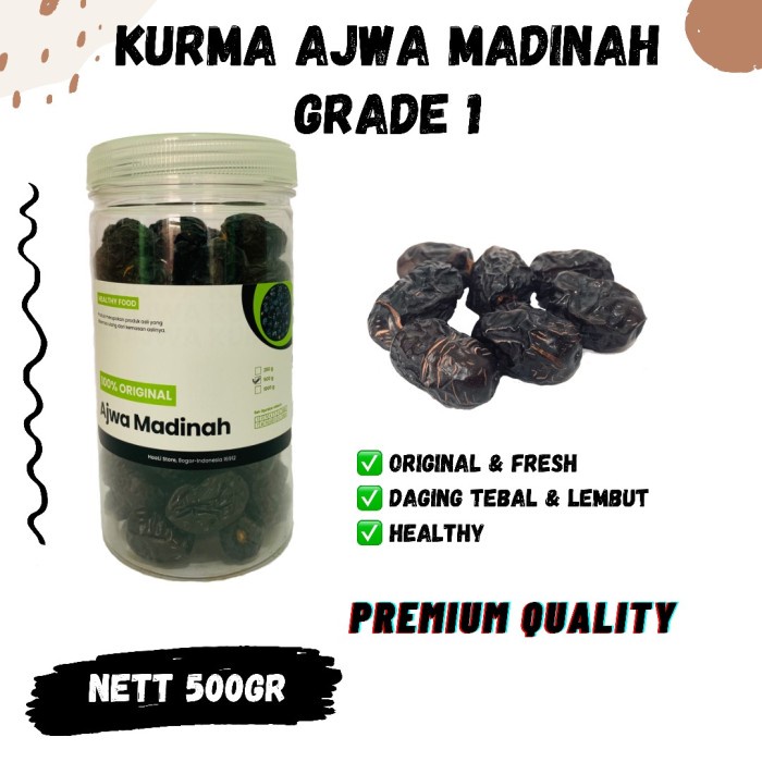 

KURMA AJWA MADINAH 500gr Repack Nabi Ajwah Azwa al-Madinah dates korma