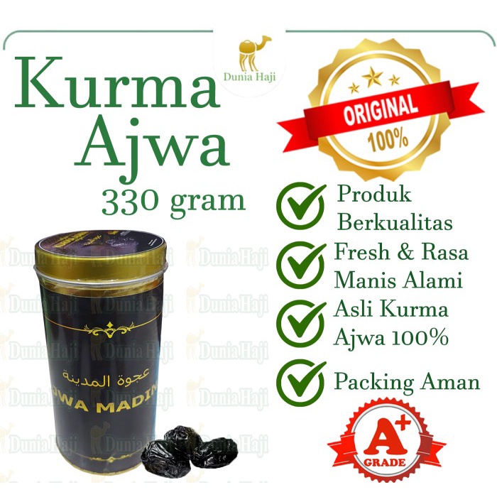

Kurma Ajwa Aliyah Al Fatih KALENG Exclusive 330 GRAM Asli Madinah