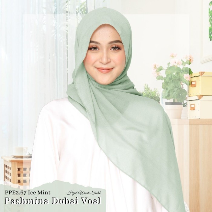 Pashmina Hijab Jilbab Kerudung Dubai Voal Warna Misty Grey