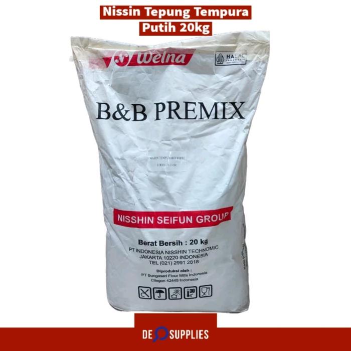 

Nissin Tempurako White 20kg - Tepung Tempura Nisshin B&B Premix Halal