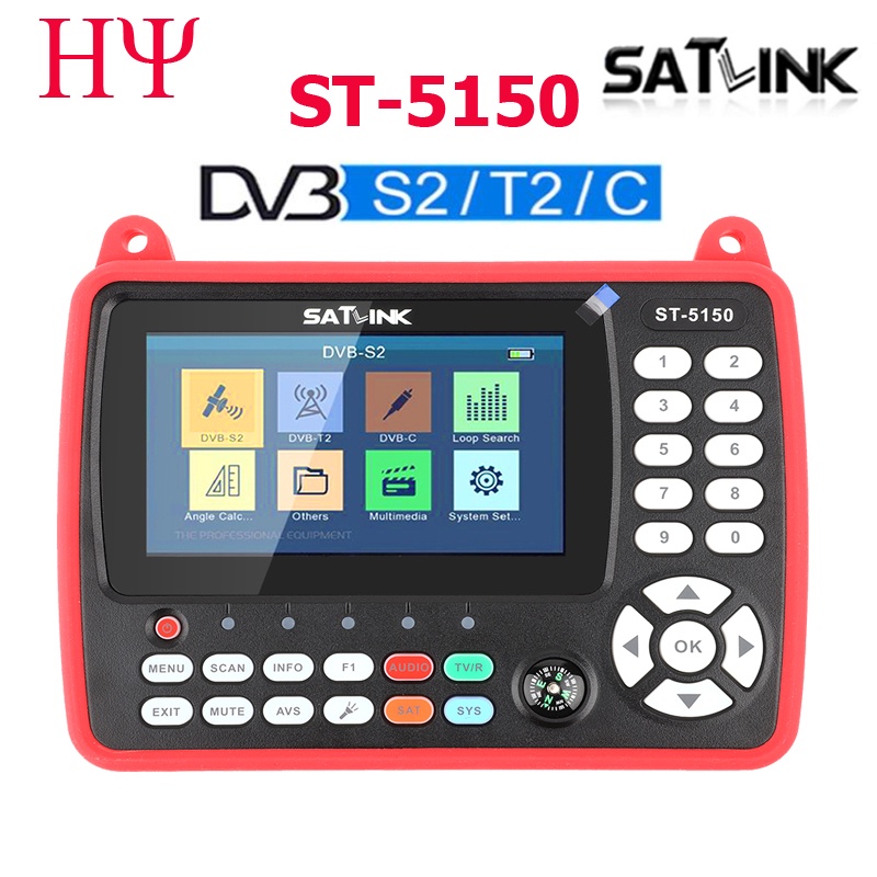 Satlink St-5150 Dvb-S2/T2/C Combo Satellite Finder Meter H.265 Hevc Mpeg-4 Supports Qpsk 8Psk 16Apsk