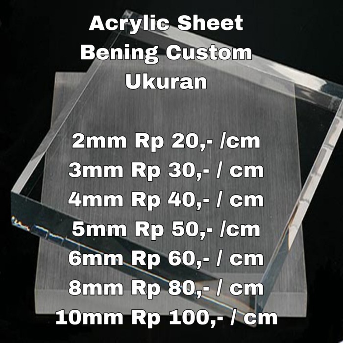

MURAH Akrilik / Acrylic Bening Custom Ukuran Bebas ( Baca Deskripsi Produk )