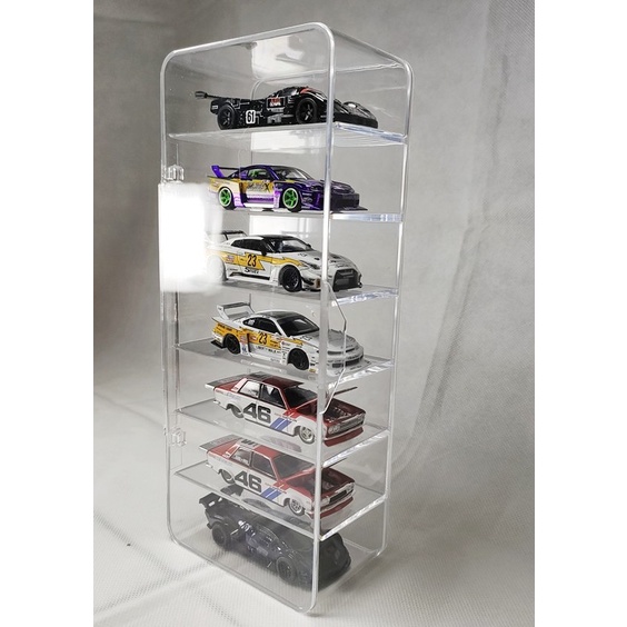

CUCI GUDANG Rak Hotwheels Akrilik / Display case 7 Slot sistem buka tutup Pintu
