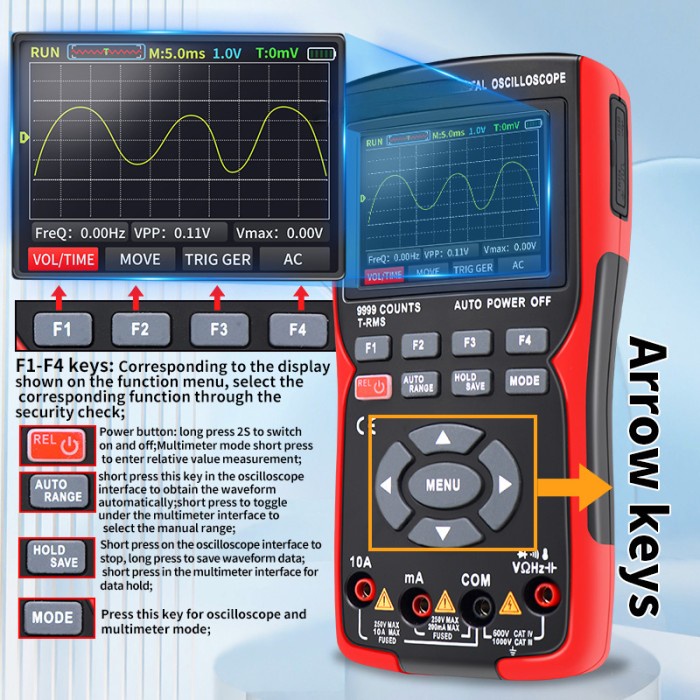 XEAST Portable Oscilloscope XE-702S XE-703S Digital Oscilloscope, Multimeter & Signal Generator