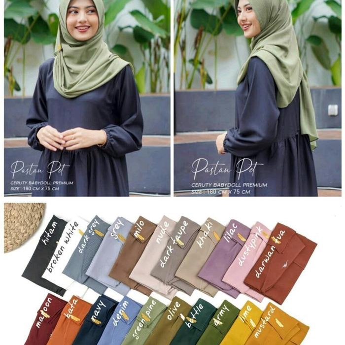 Hot Sale Hijab Pashmina Instan Pastan Pet Nawa Hijab Bahan Babydoll Ceruty Pet Antem Original