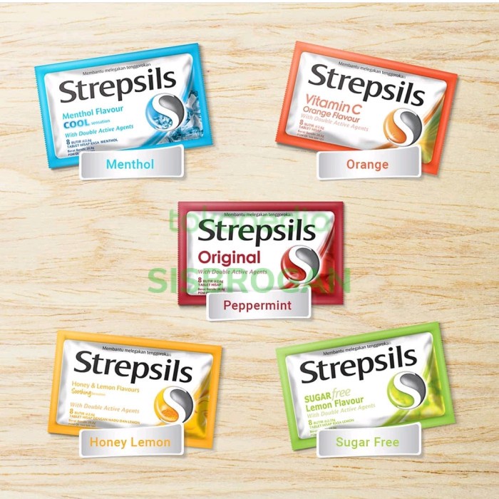 

JTTOP" STREPSILS ORIGINAL SACHET PERMEN PELEGA TENGGOROKAN ISI 8BUTIR