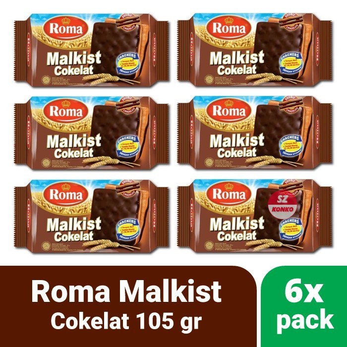 

Six Pack - 6x Biskuit Roma Malkist Coklat Cokelat 105 gr - Paket Hemat