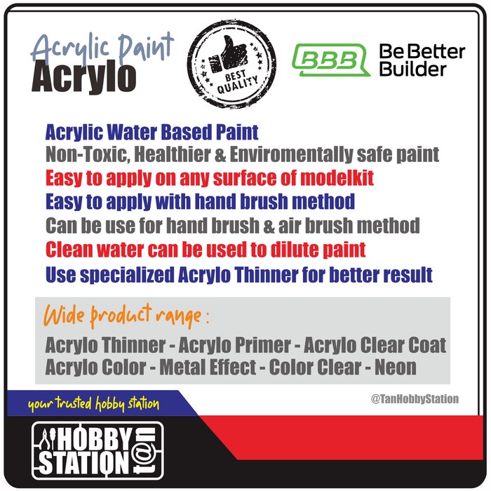 

BERGARANSI Acrylo Color - Gundam Model Kit Repaint Airbrush Handbrush Cat Akrilik