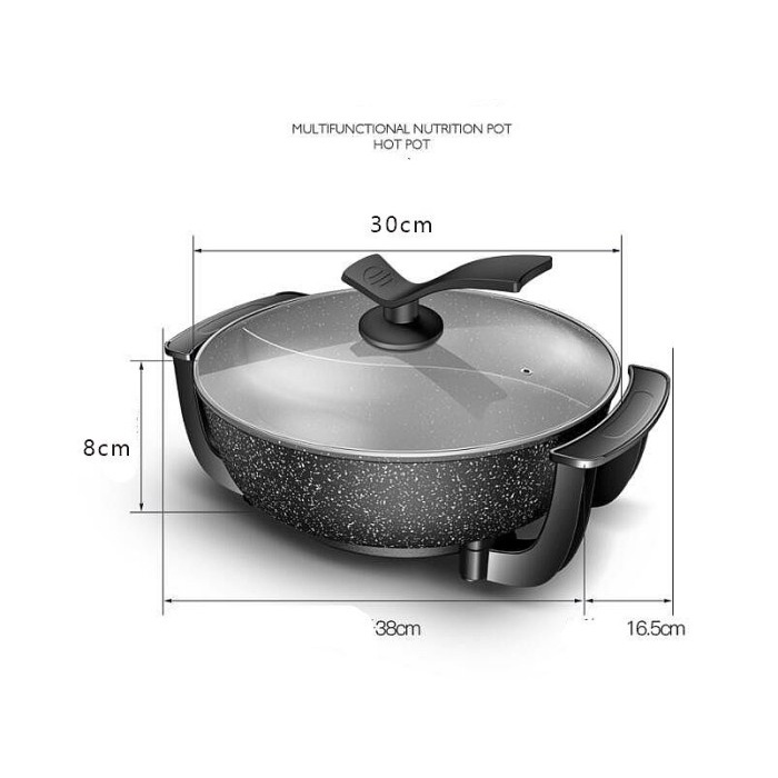 Panci Shabu Listrik Idealife IL 116a Steam Pot Hot Pot Bulgogi Pan Electric Low Watt Grill 2 in 1
