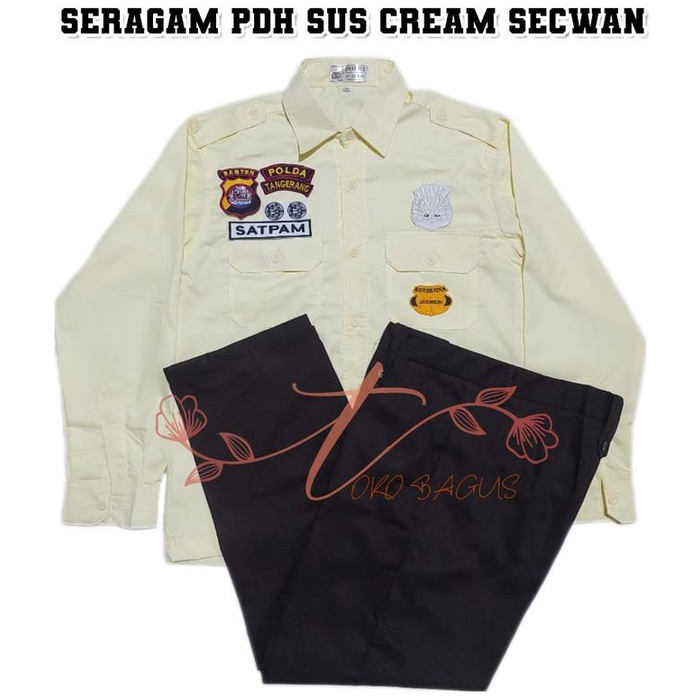 JTTOP" SERAGAM SATPAM PDH CREAM .PDL SATPAM CREAM