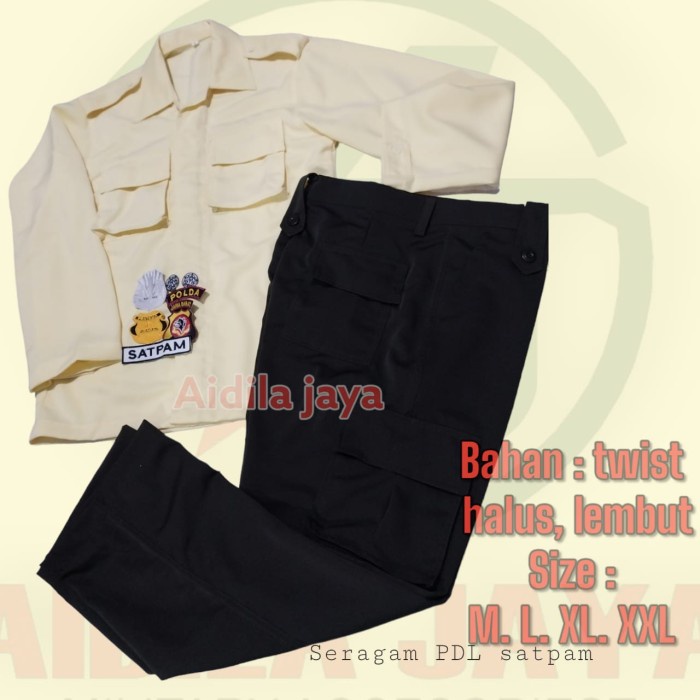 JTTOP" SERAGAM PDL SECURITY SATPAM BARU MODEL BARU KREM BAHAN TWIST HALUS