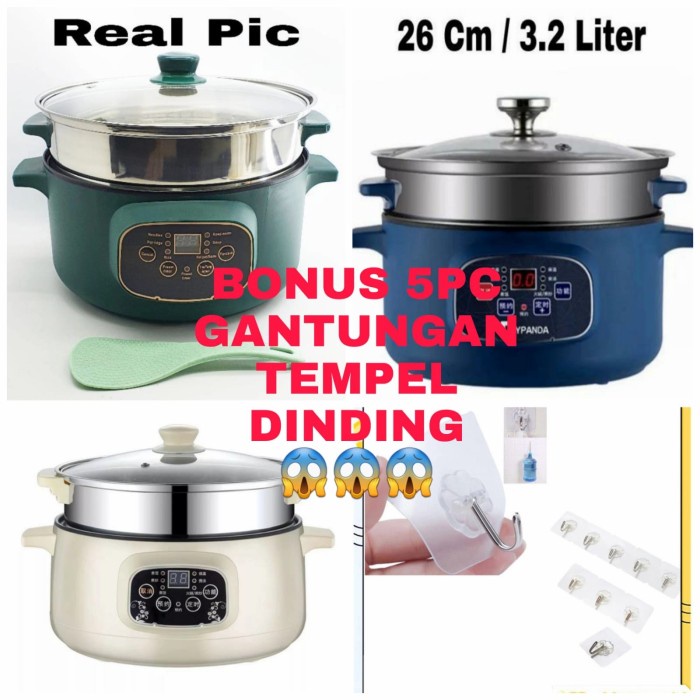 Panci Listrik Steamer Jumbo 3.2 L / 26 CM / Panci Listrik Serbaguna