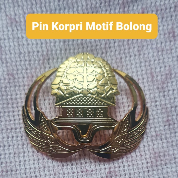 JTTOP" PIN LAMBANG KORPRI ASN PNS MAGNET DAN PENITI BAHAN KUNINGAN BOLONG SEPUH EMAS GOLD 3.5MM