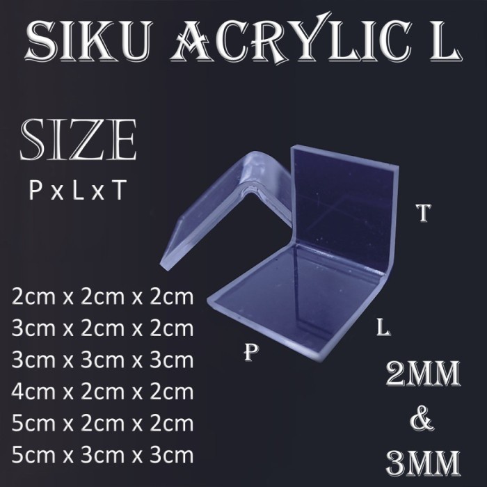 

TERMURAH Siku Acrylic L Bening - Dudukan Penjepit Sekat Meja Akrilik Mika